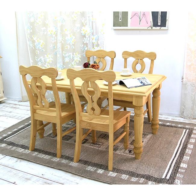 カントリー家具　ダイニングテーブル5点セット　パイン材 カントリー家具 ダイニングテーブル5点セット パイン材