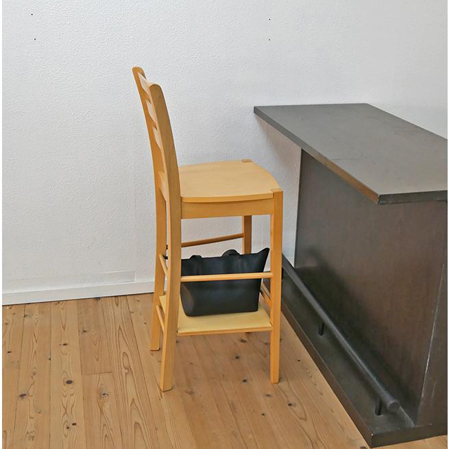 木製 ハイ カウンターチェア 座面高 70cm 台 76cm 荷物置き付きCCK409