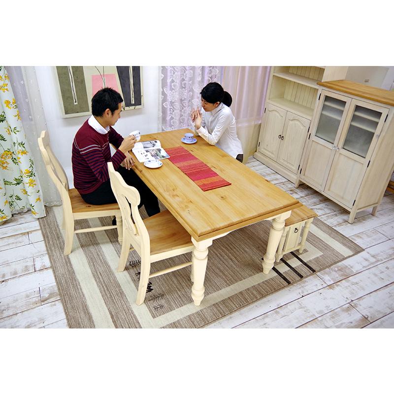 4人用ダイニングテーブル5点セット フレンチカントリー 160cm幅 4人用ダイニングテーブル5点セット フレンチカントリー 160cm幅