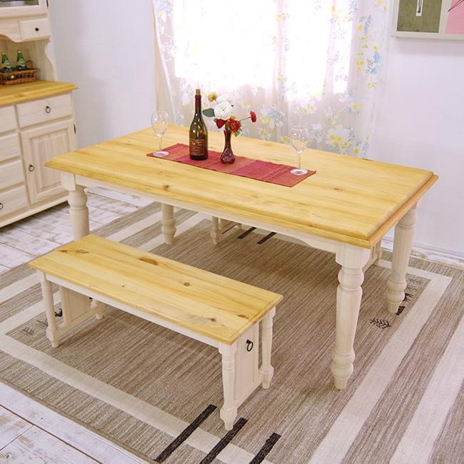 無垢ダイニングテーブルセット 4〜5人用 フレンチカントリー 160cm幅