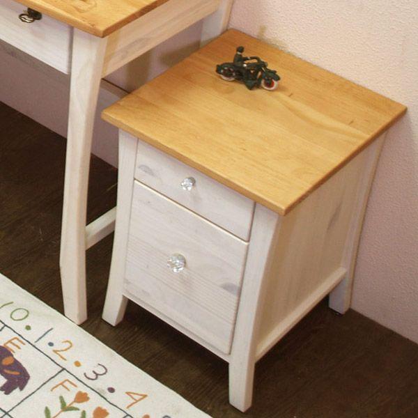 白いカントリー小引き出し サイドテーブル 電話台 幅40cm パイン 