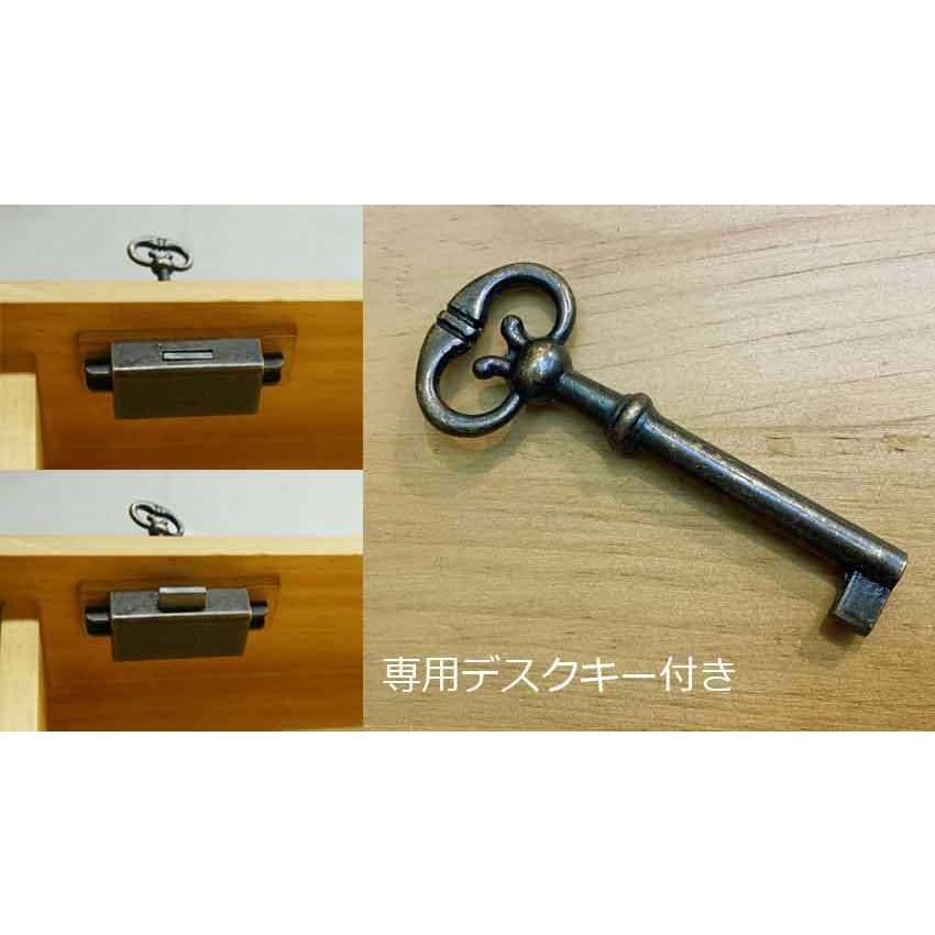 ナチュラルカントリー 学習机 無垢パイン木製 オイル仕上げ イリデ本棚付きデスク単品 ナチュラル色 木製取手_6