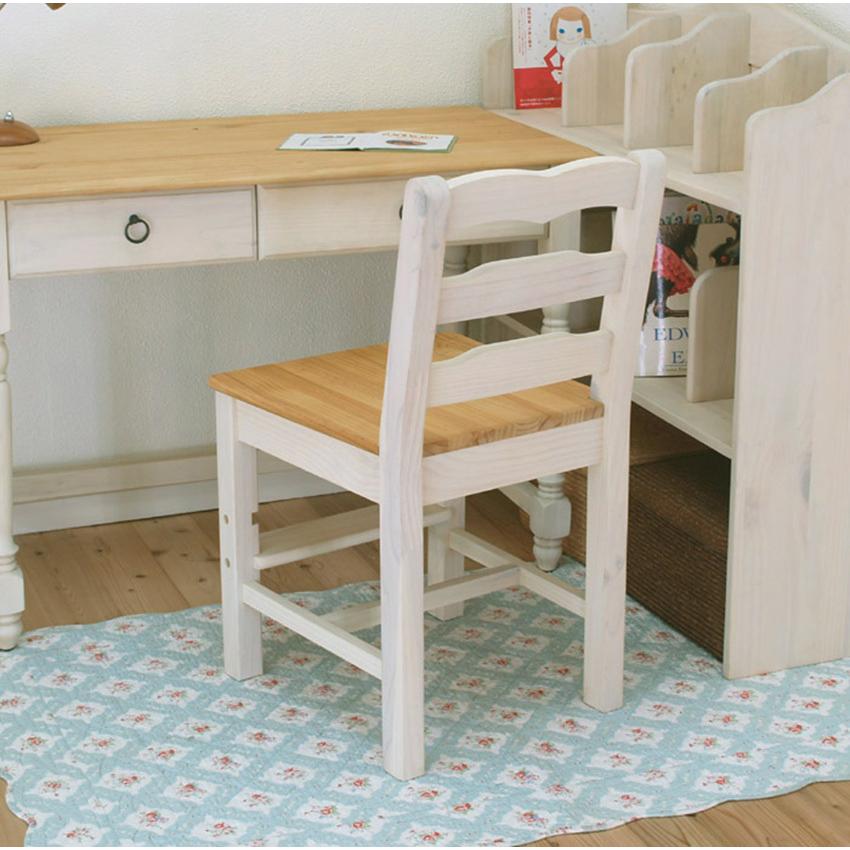白い無垢木製フレンチカントリー学習机 パインデスクファイルチェスト