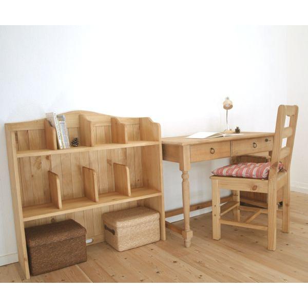 ナチュラルカントリー調 デスク オイル仕上げ学習机 イリデ本棚付き