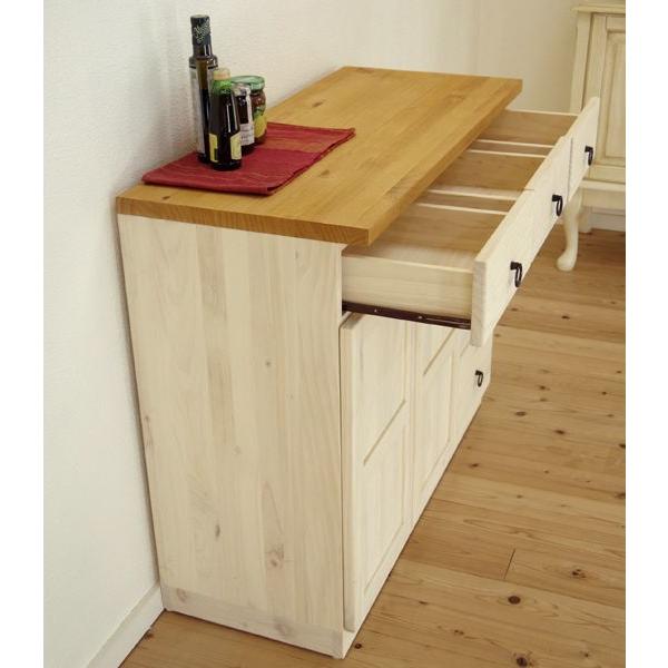 幅100cm白いカウンター収納 カントリー収納食器棚 パイン対面式