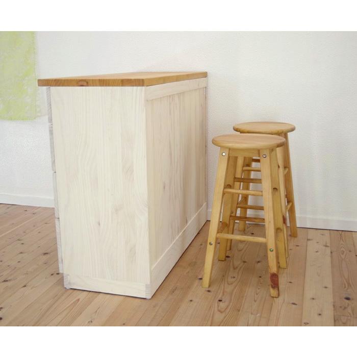 幅100cm白いカウンター収納 カントリー収納食器棚 パイン対面式