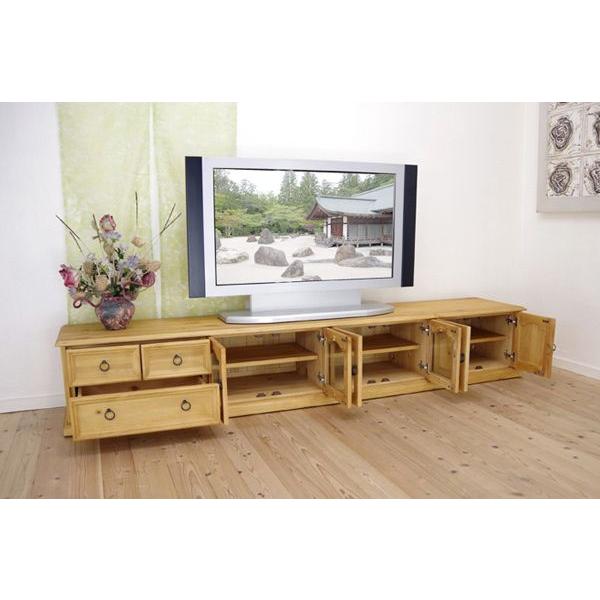 ワイド木製テレビボード 低ホルムアルデヒド パインテレビ台 幅240cm