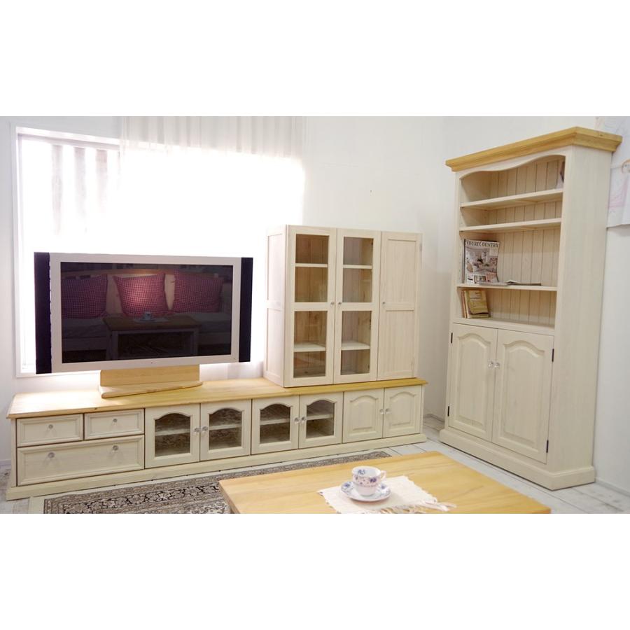 キャビネット付木製テレビボード 幅240cm フレンチカントリー 2m