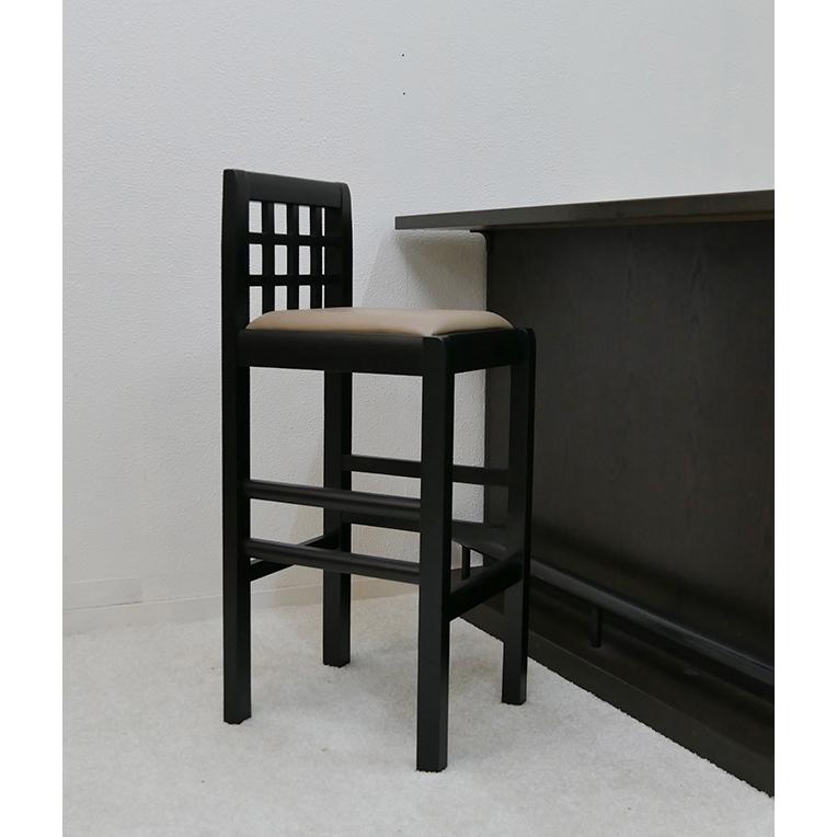 座面高70cm 業務用木製カウンターチェア モダンチェア ブラック色