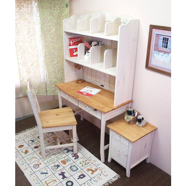 パイン材　学習机の本棚　カントリー カントリーデスク｜上置き本棚付カントリー学習机｜リング取手