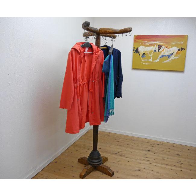 古木チーク材ポールハンガー コートハンガー 高級品 洋服吊り 古木チーク材ポールハンガー コートハンガー 高級品 洋服吊り