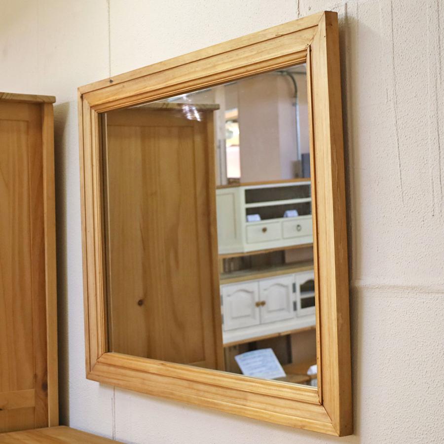 限定1枚限り 未使用品 パイン無垢材フレーム壁掛けミラー
