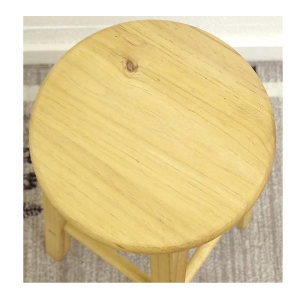 カントリー調パイン無垢材バースツール高さ65cm 椅子 スツール（1256） カントリーパインスツール 無垢木製 丸椅子 花台 Sサイズ
