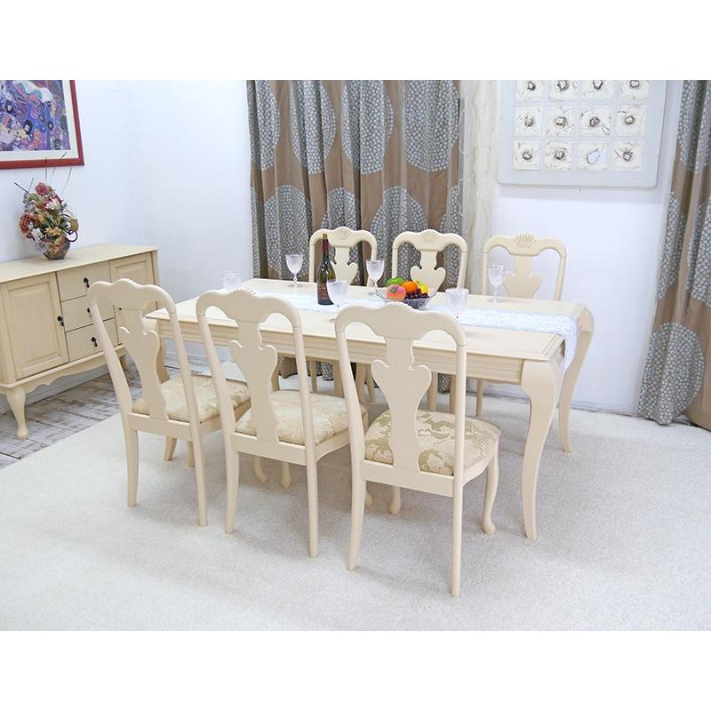 エレガントダイニングテーブル チェア7点セット クラシック調 猫脚