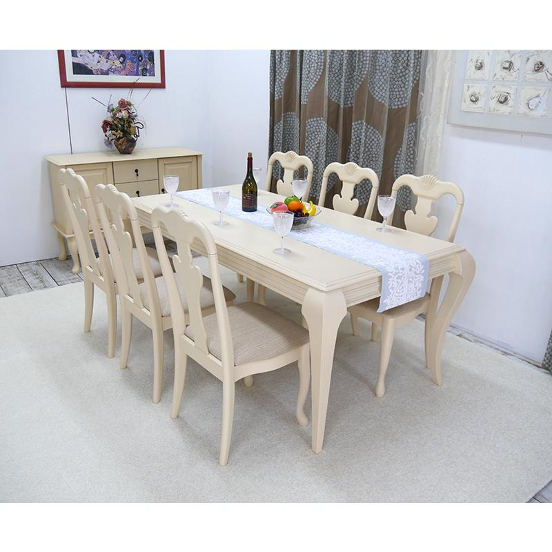 食卓セット 猫脚テーブル 大型ダイニングテーブル チェア7点