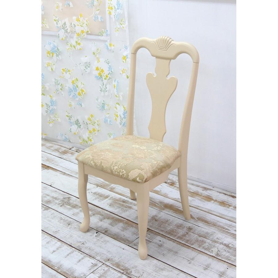 椅子 チェア アンティーク調 ダイニングチェア 猫脚 猫足 ホワイト 木製 猫脚 ダイニングチェア ブリリアン クラシック調 白系 完成品