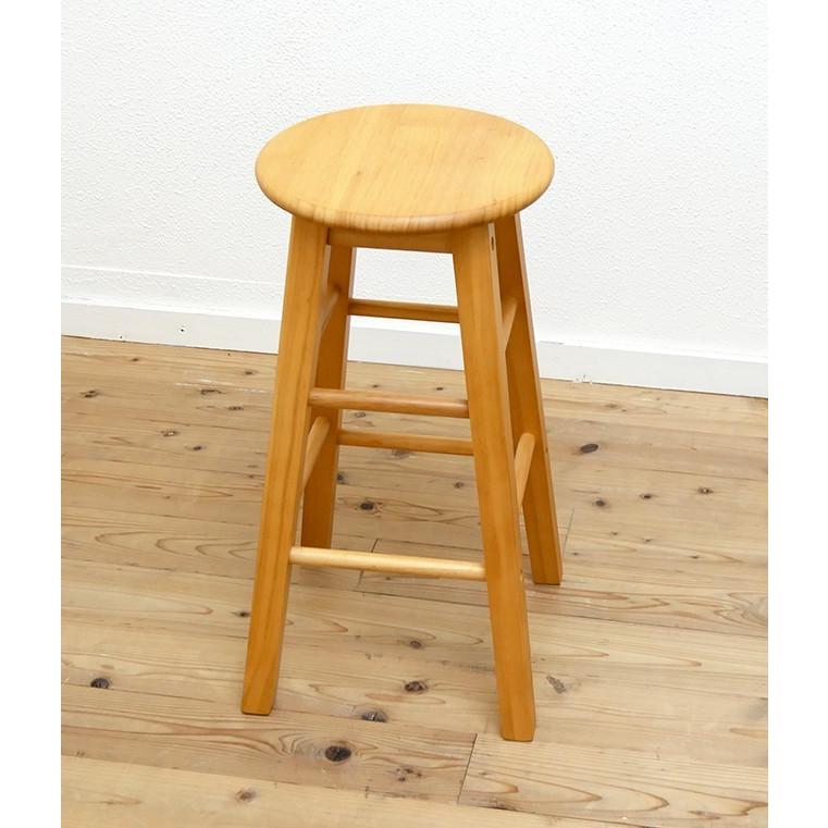 ラッカー塗装 カントリーパインスツール Lサイズ 座面70cm 組立品 無垢
