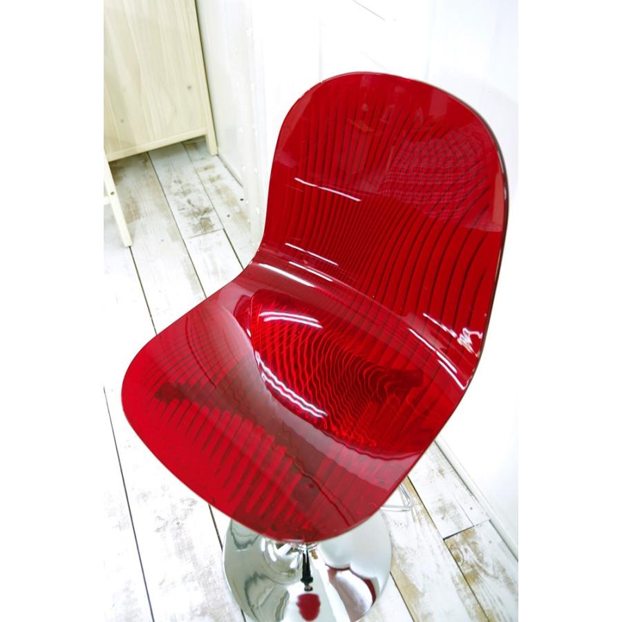 デザイナーズ カウンターチェア 回転 昇降式 Ocean クリアレッド色 座