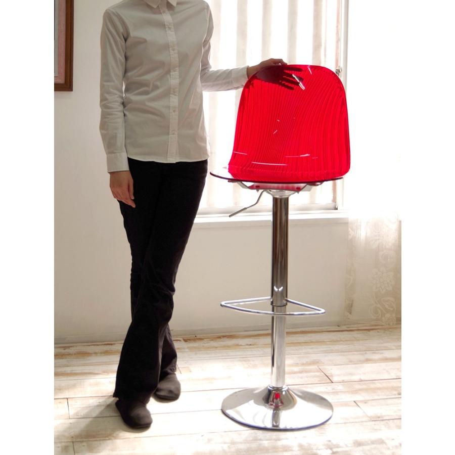 回転昇降式カウンタースツール イタリア製デザイナーズ カウンターチェアー デザイナーズ カウンターチェア 回転 昇降式 Ocean クリアレッド