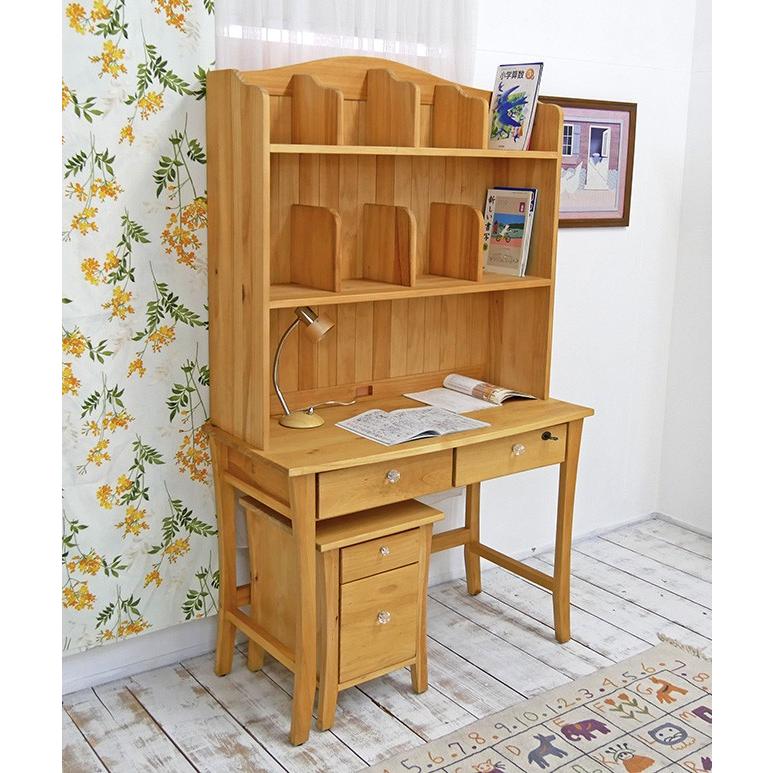 カントリー調 無垢 学習机 バレンシア本棚付きデスク単品 ナチュラル色