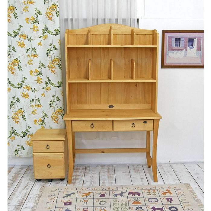 シンプル かわいい カントリー 勉強机 バレンシア本棚付きデスク+