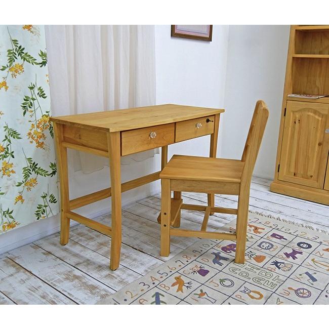 木製 テーパードレッグ パイン材無垢 アンティーク フランス カントリー デスク コンパクトデスク パインデスク 無垢学習机 -ミルキーバレンシア