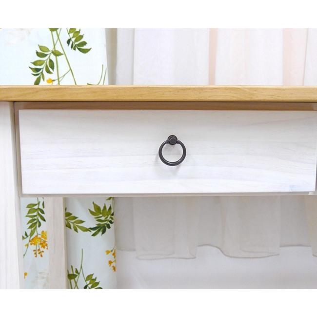 北欧風 フレンチカントリー勉強机+学童チェア85セット リング取っ手