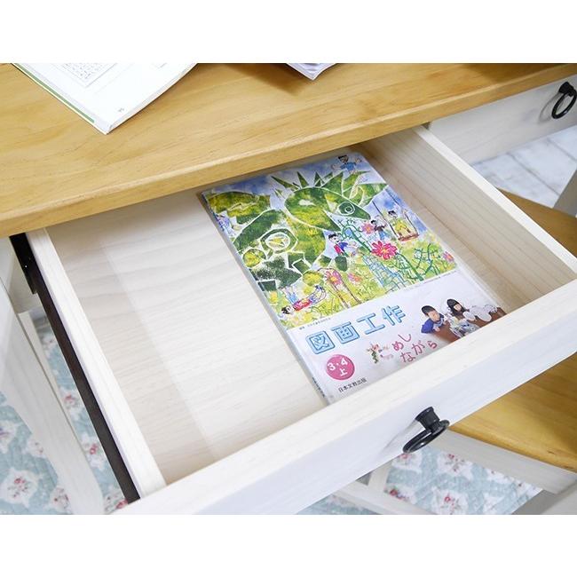 学習机　カントリー　パイン材　北欧 北欧風 フレンチカントリー勉強机+学童チェア85セット リング