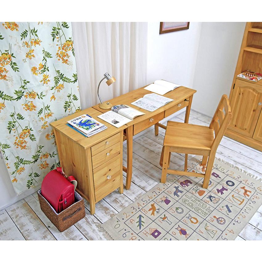 無垢木製 カントリー学習机 バレンシアデスク+サイドチェストF03+