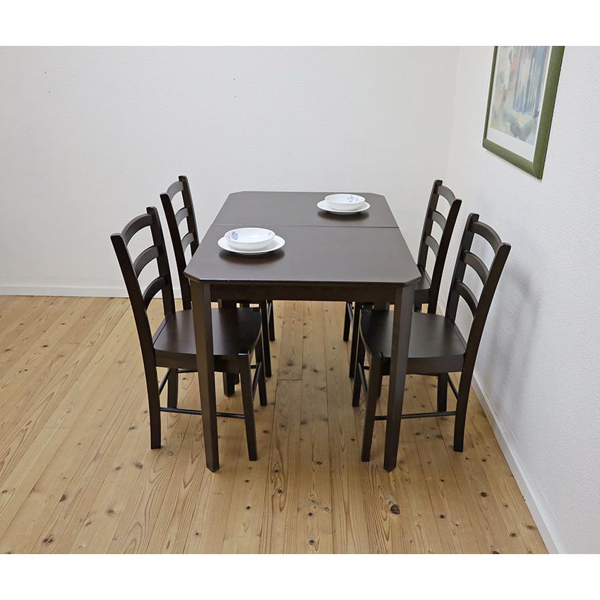 4人用食卓セット 60x75cm角 木製 ダイニングテーブル2台 チェア4脚 6点