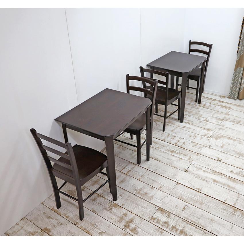4人用食卓セット 60x75cm角 木製 ダイニングテーブル2台 チェア4脚 6点