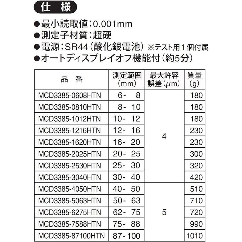 新潟精機　SK　デジタル三点マイクロメーター　8-10mm　MCD3385-0810HTN