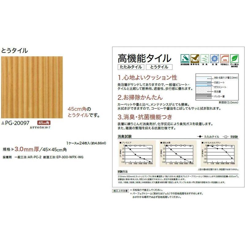 サンゲツ　Sフロア　SKフロア・リアル　PG-20097　PG-4475-T)　(旧　とうタイル　(1ケース24枚入)