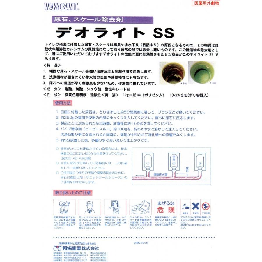 デオライトSS 和協産業 業務用尿石除去剤  1ｋｇx3本セット 医薬用外劇物 劇物譲受書 身分証のご提示が必要｜banner-one｜02