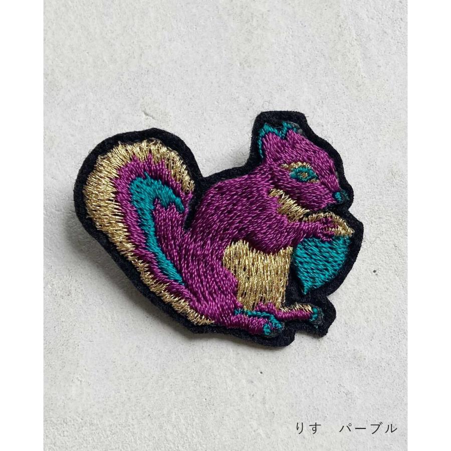 刺繍 ブローチ 【メール便対応】 動物 全面刺繍 日本製 アニマル 鹿