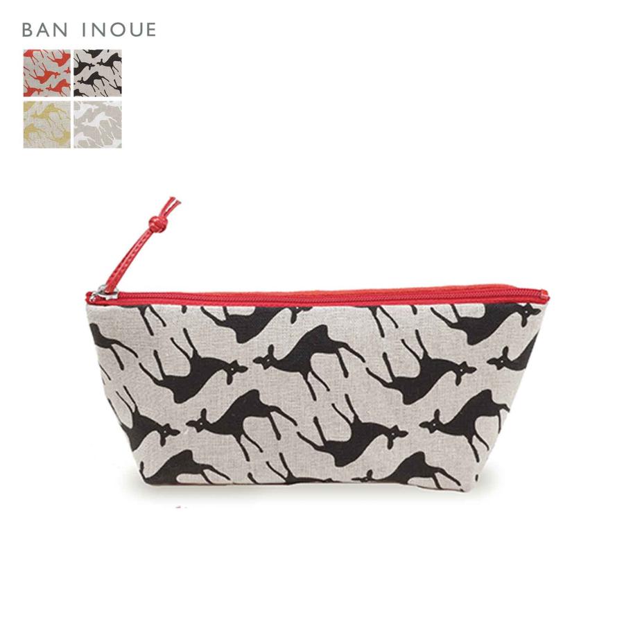 あゆみ鹿ポーチ 麻 リネン レザー 日本製 井上企画 幡 BAN INOUE 公式
