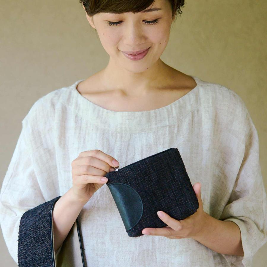 かや裂き織 ポーチ ミニポーチ レディース バッグ リネン アップ