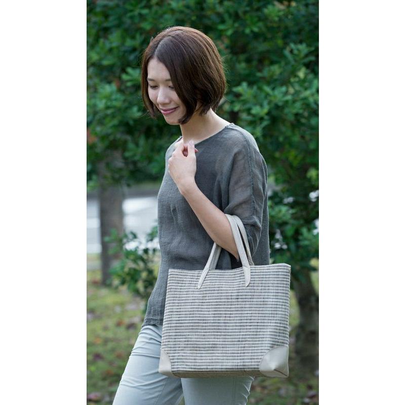 先染め バッグ 麻 リネン モダン 和 格子 チェック ボーダー 小物 日本 