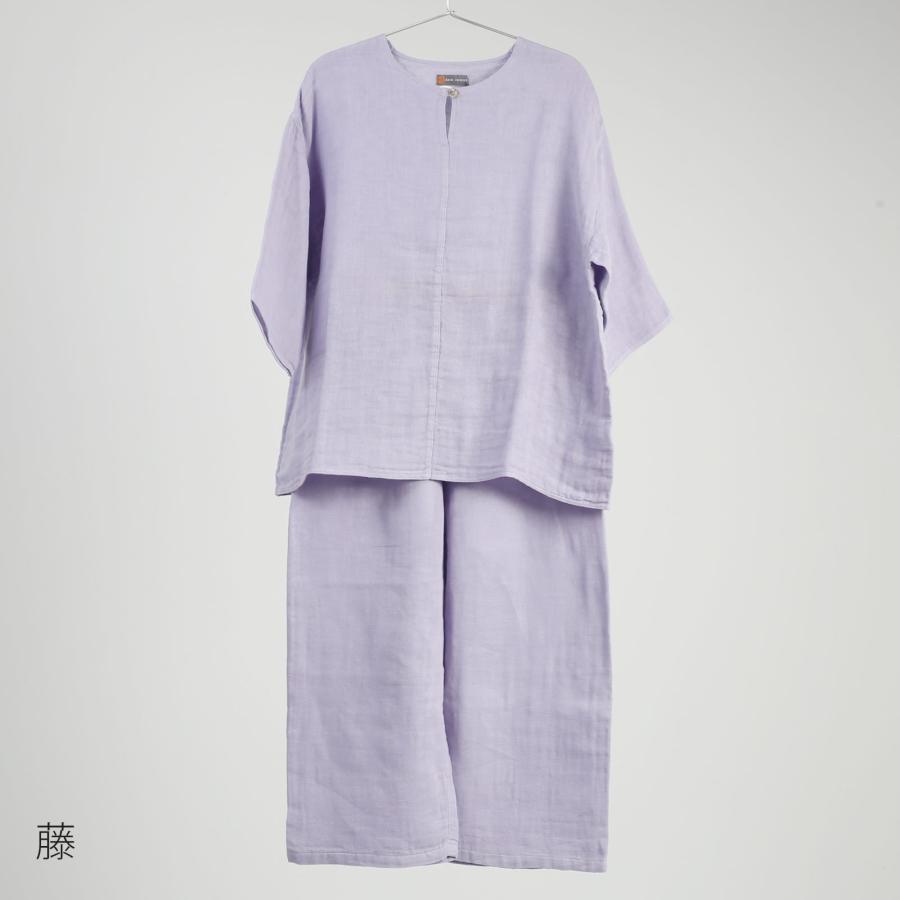 お買い得‼️綿100% 日本製奈良　かやパジャマ つるばみ BAN INOUE美品 かや パジャマ 日本製 パジャマ 吸水 速乾 上下セット 綿 蚊帳 かや