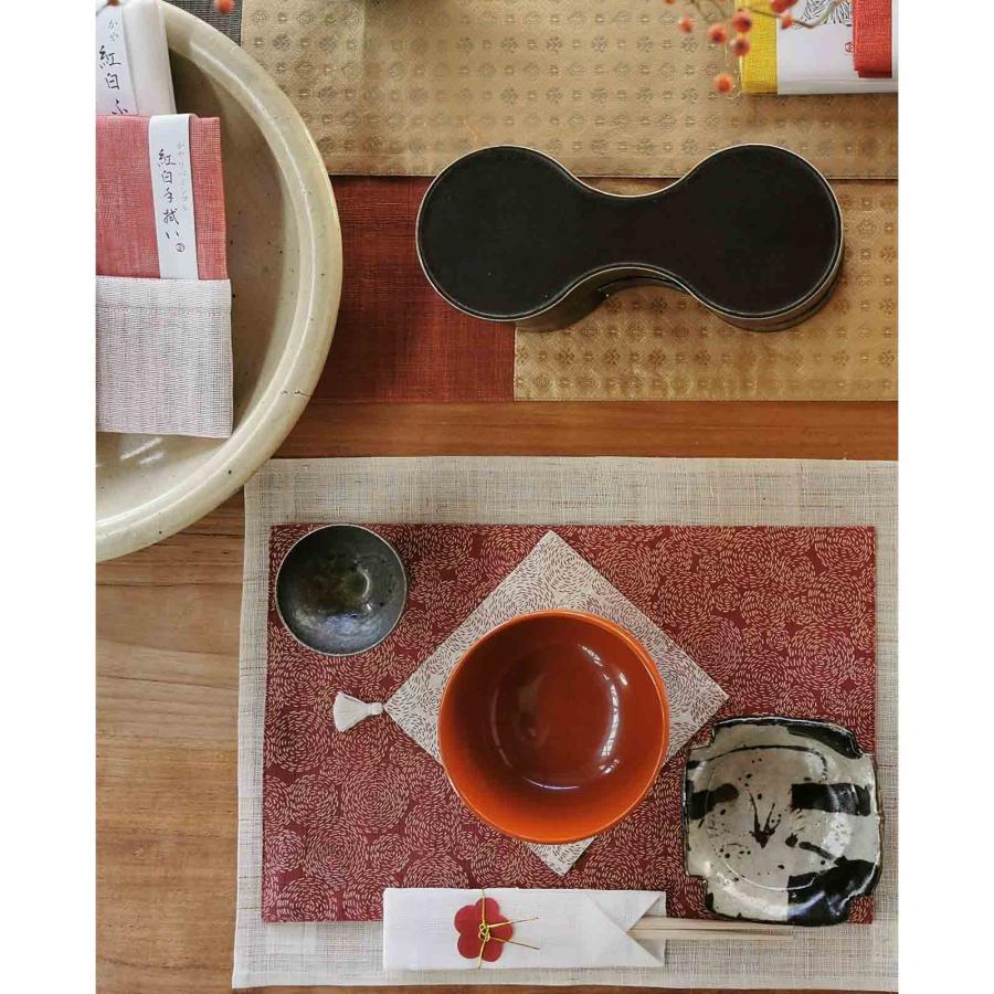 刺し子渦 角マット 【メール便対応】 麻 リネン マット テーブルウェア