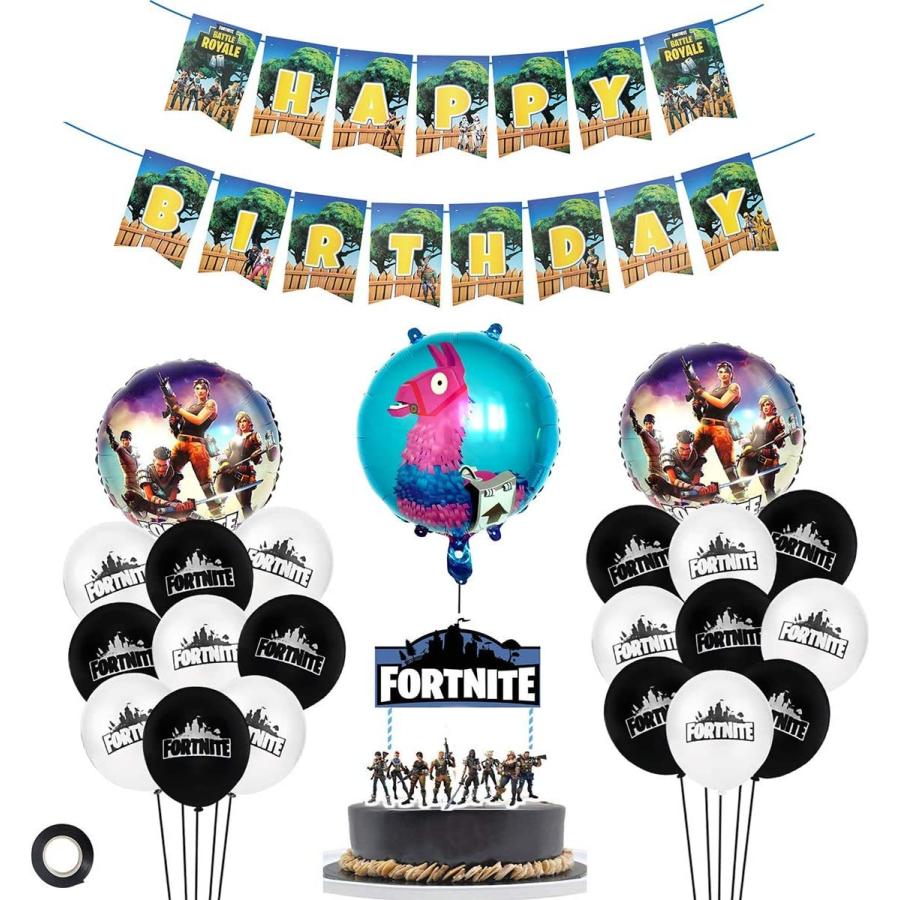 Blatomy ビデオゲームの装飾 Happy Birthday 装飾 ゲームテーマの誕生日パーティー用品キットとお誕生日おめでとうバナー カップケー 17年春の