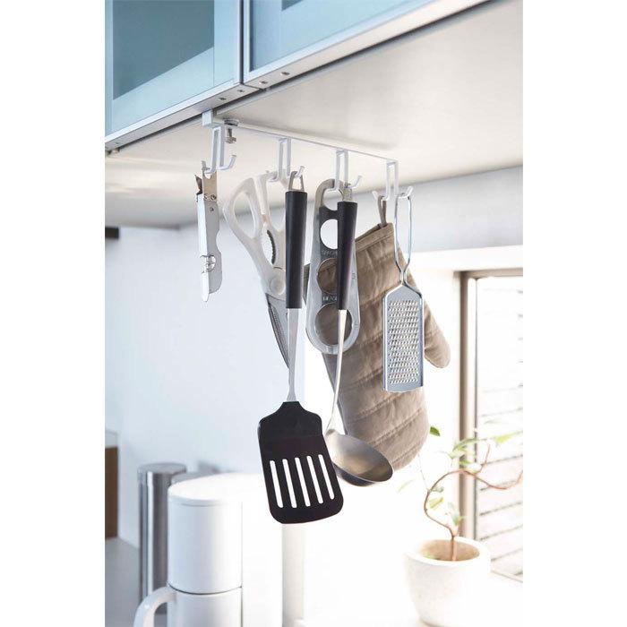 戸棚下キッチンツールフック プレート ホワイト 山崎実業 おしゃれ シンプル 高見え 便利 キッチン 台所 アタッチメント 拡張 料理道具 ひっかけ 整理 整頓 収納 | 山崎実業