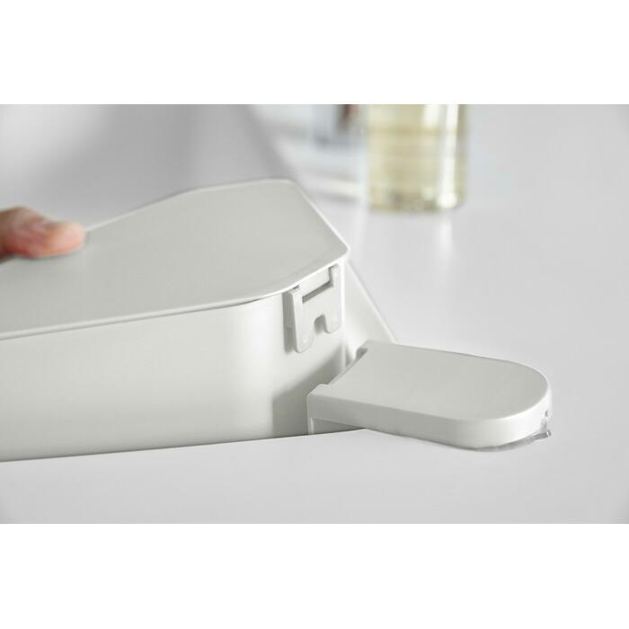 浮かせる フタ付き三角コーナー アクア ホワイト 山崎実業 おしゃれ シンプル 高見え 便利 キッチン 台所 ゴミ入れ 衛生 生ごみ ぬめり防止 角 袋 収納 | 山崎実業 | 01