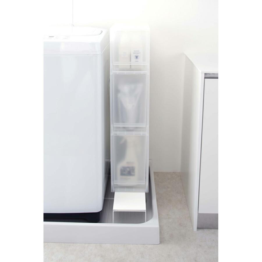 伸縮洗濯機排水口上ラック プレート plate 山崎実業 おしゃれ かわいい シェルフ 棚 ラック plate 棚 洗剤 ゴミ箱置き 白 ホース 排水口 隠す ホワイト 4969 | 山崎実業 | 01