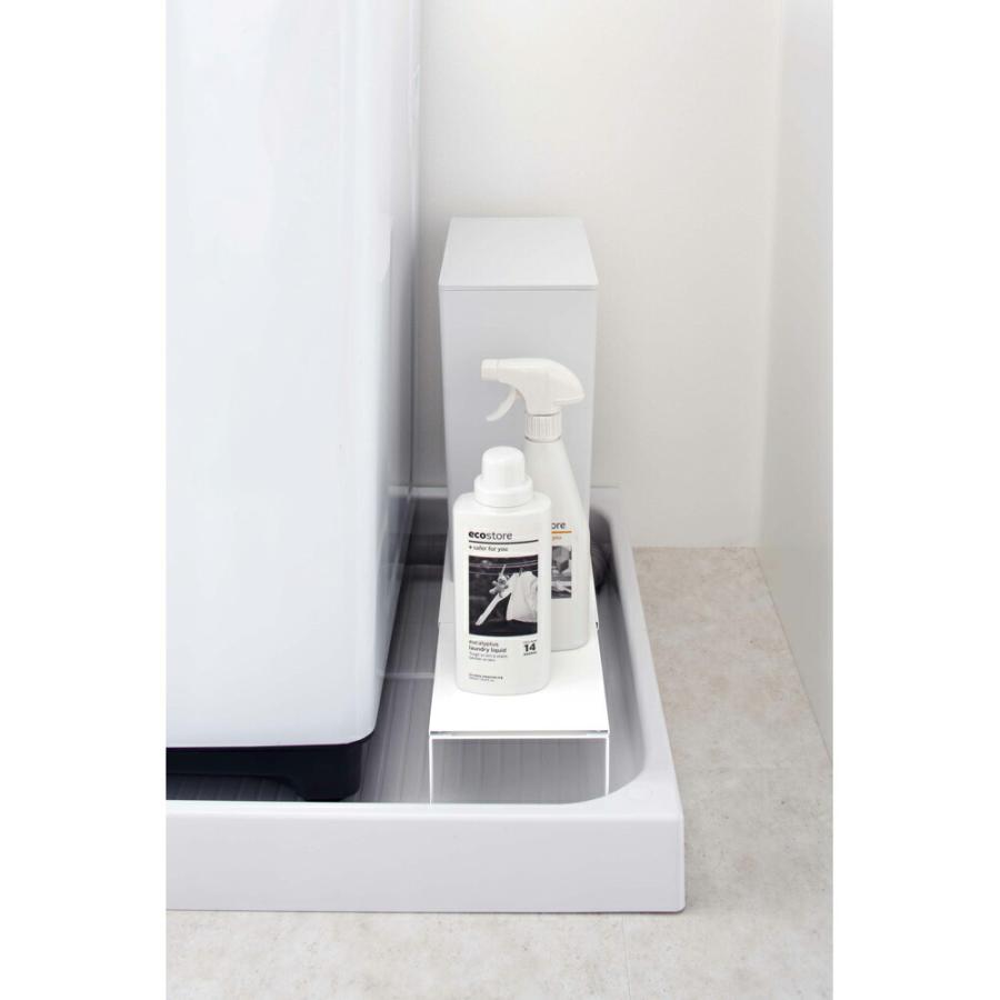 伸縮洗濯機排水口上ラック プレート plate 山崎実業 おしゃれ かわいい シェルフ 棚 ラック plate 棚 洗剤 ゴミ箱置き 白 ホース 排水口 隠す ホワイト 4969 | 山崎実業 | 02