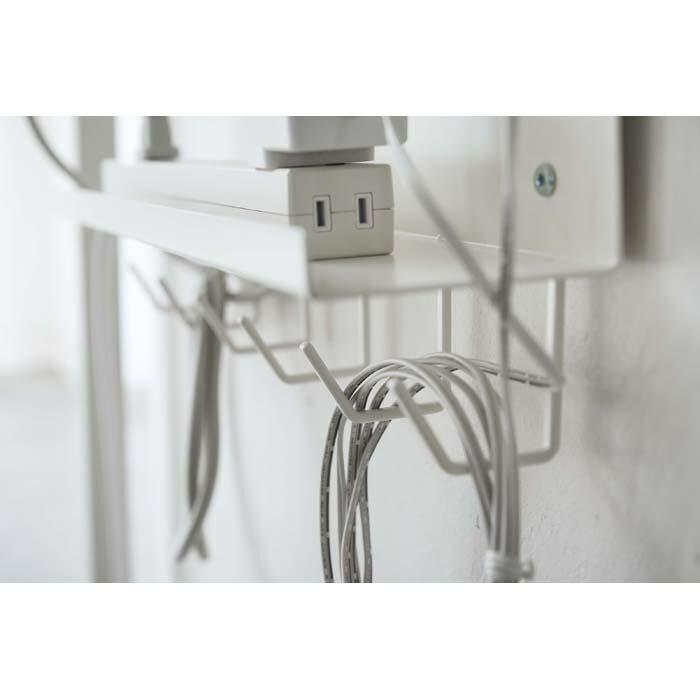 デスク下 ケーブル＆ルーター収納ラック スマート smart 山崎実業 便利 線 タップ 浮かせる 白 隠す収納 HDD シェルフ 棚 フックホワイト ブラック 5461 5462 | 山崎実業 | 03