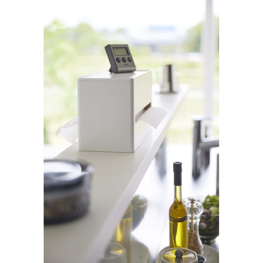 【送料無料】両面ティッシュケース スマート smart シンプル おしゃれ なじむ 前 後ろ ペーパータオル ポリ袋 収納 自由 仕切り 調節 5876 5877 | 山崎実業 | 01