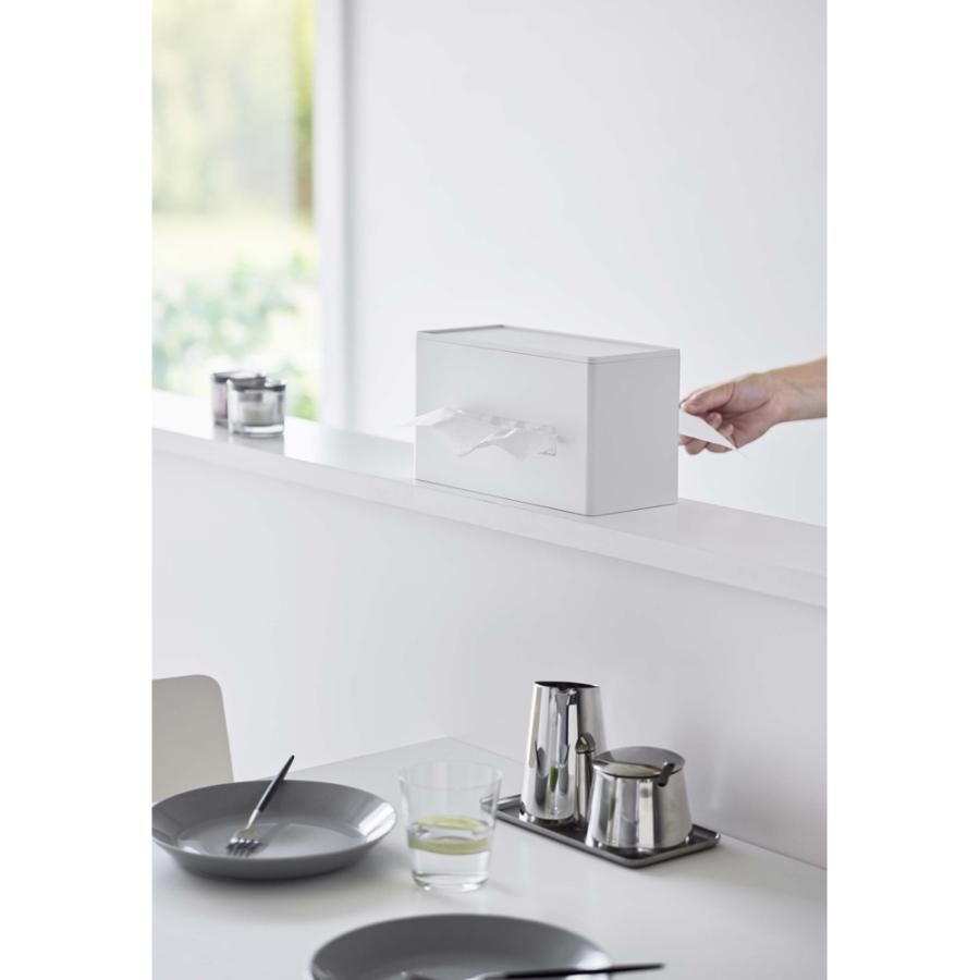 【送料無料】両面ティッシュケース スマート smart シンプル おしゃれ なじむ 前 後ろ ペーパータオル ポリ袋 収納 自由 仕切り 調節 5876 5877 | 山崎実業 | 02