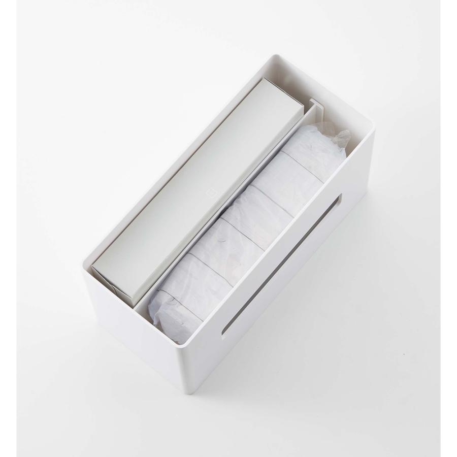 【送料無料】両面ティッシュケース スマート smart シンプル おしゃれ なじむ 前 後ろ ペーパータオル ポリ袋 収納 自由 仕切り 調節 5876 5877 | 山崎実業 | 03