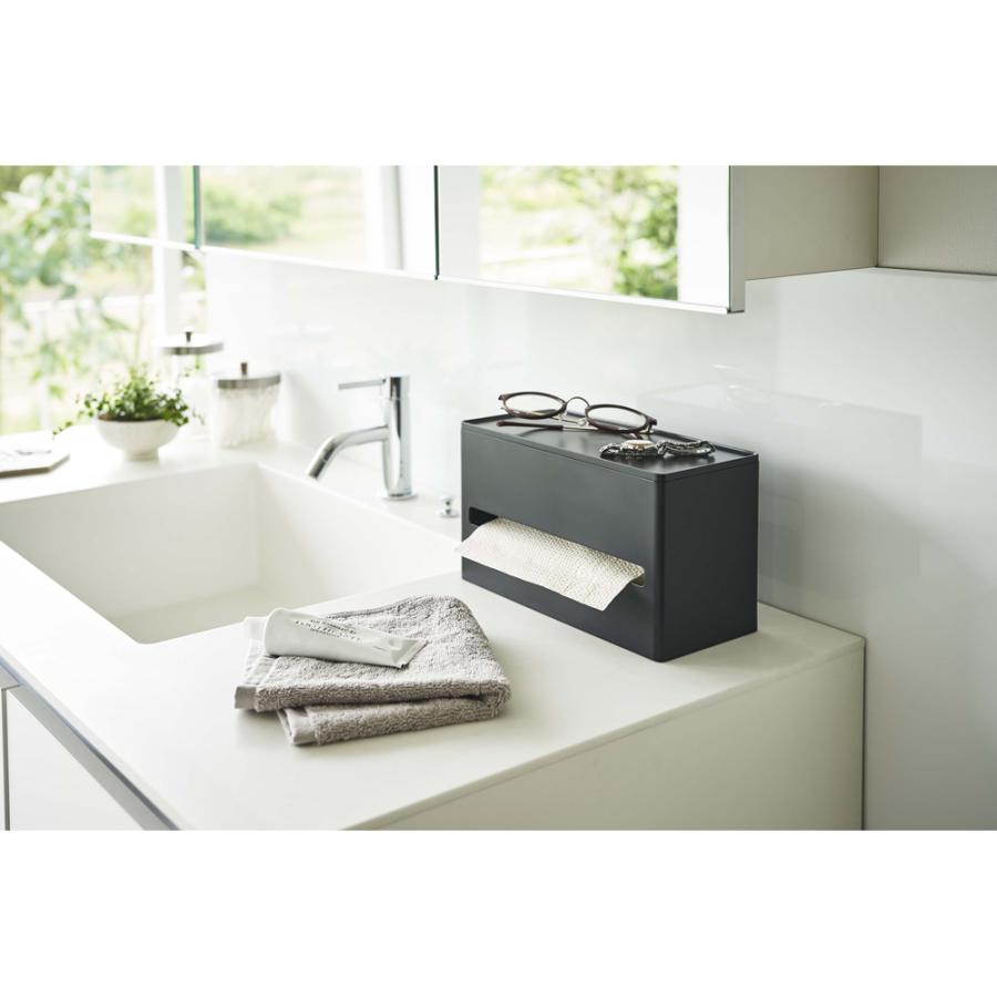 【送料無料】両面ティッシュケース スマート smart シンプル おしゃれ なじむ 前 後ろ ペーパータオル ポリ袋 収納 自由 仕切り 調節 5876 5877 | 山崎実業 | 04